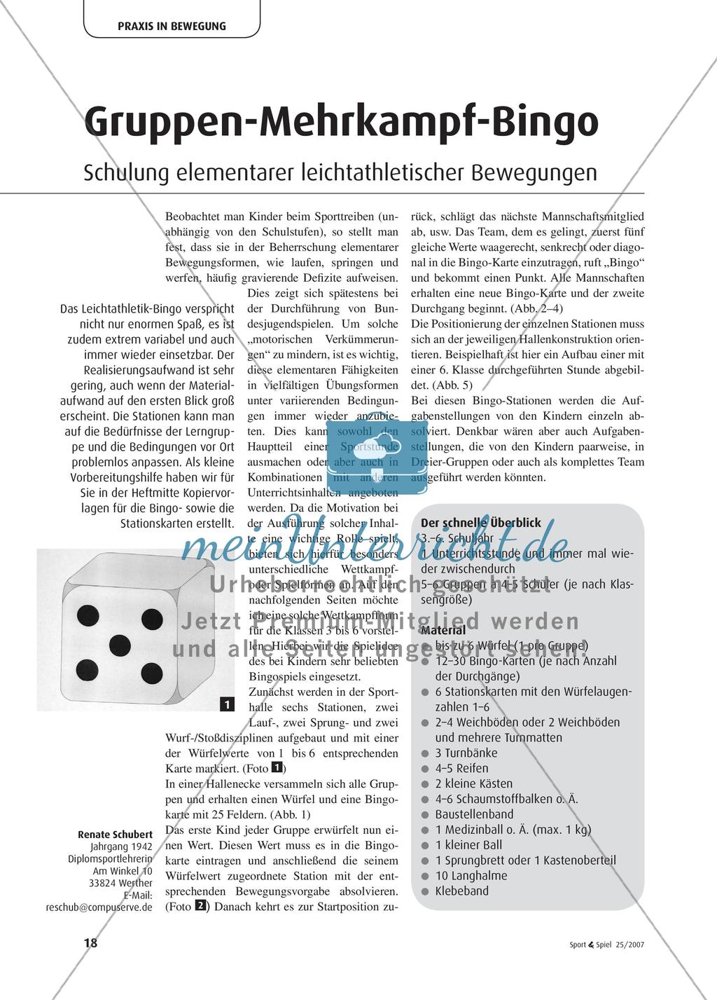 Gruppen-Mehrkampf-Bingo - Schulung elementarer leichtathletischer Bewegungen Preview 1