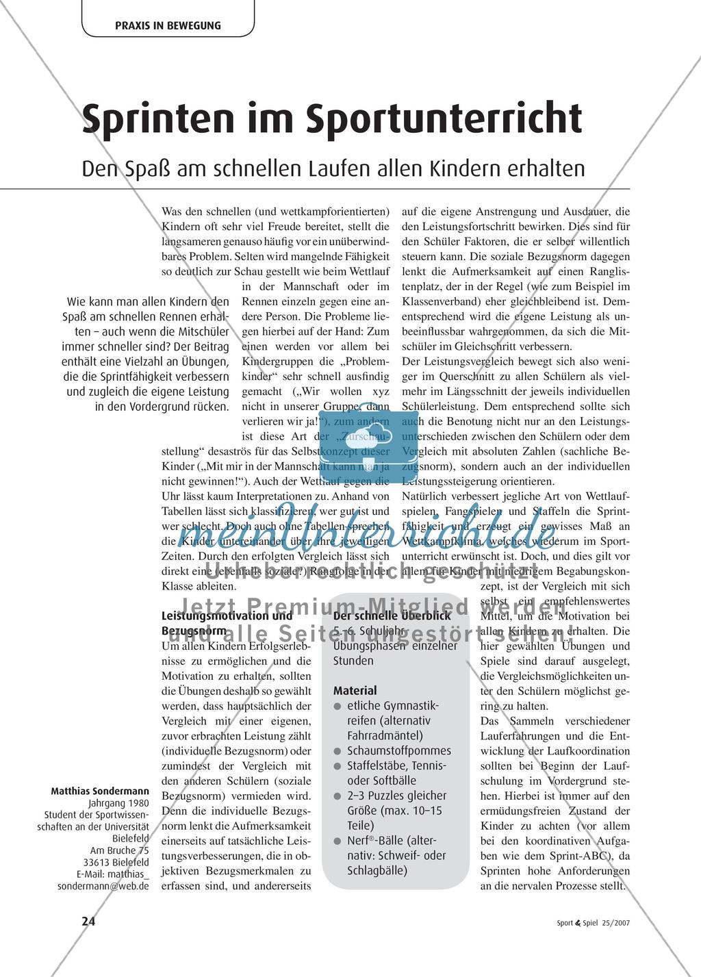Sprinten im Sportunterricht - Den Spaß am schnellen Laufen allen Kindern erhalten Preview 1