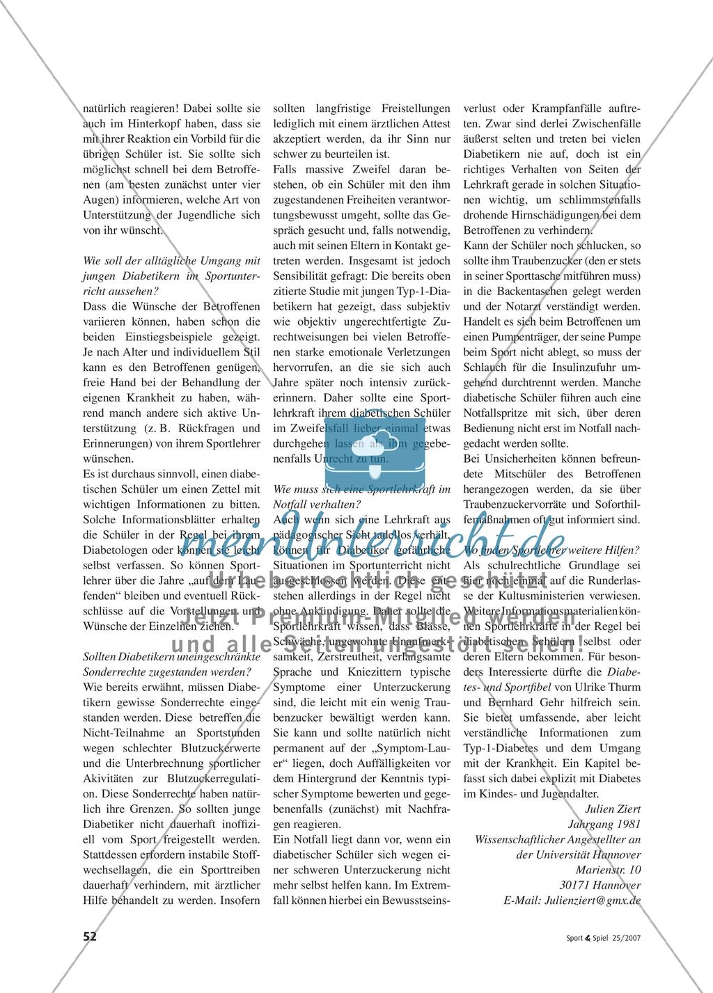 Jugendliche Diabetiker - Handlungsempfehlungen zum Umgang im Schulsport Preview 3