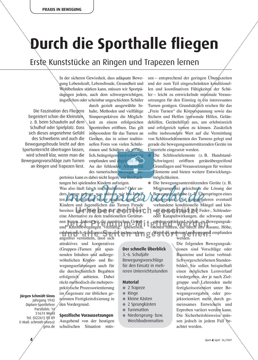 Durch die Sporthalle fliegen - Erste Kunststücke an Ringen und Trapezen lernen Preview 1