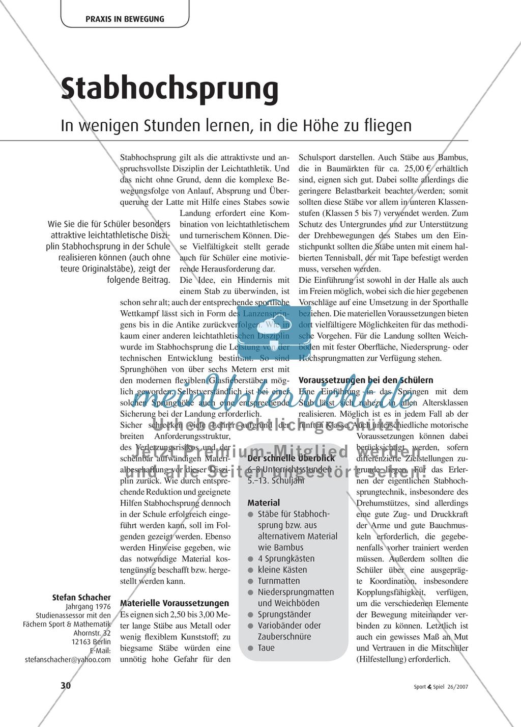 Stabhochsprung - In wenigen Stunden lernen, in die Höhe zu fliegen Preview 1