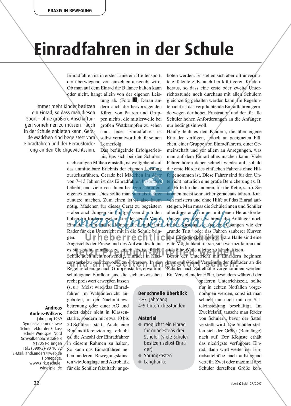 Einradfahren in der Schule Preview 1