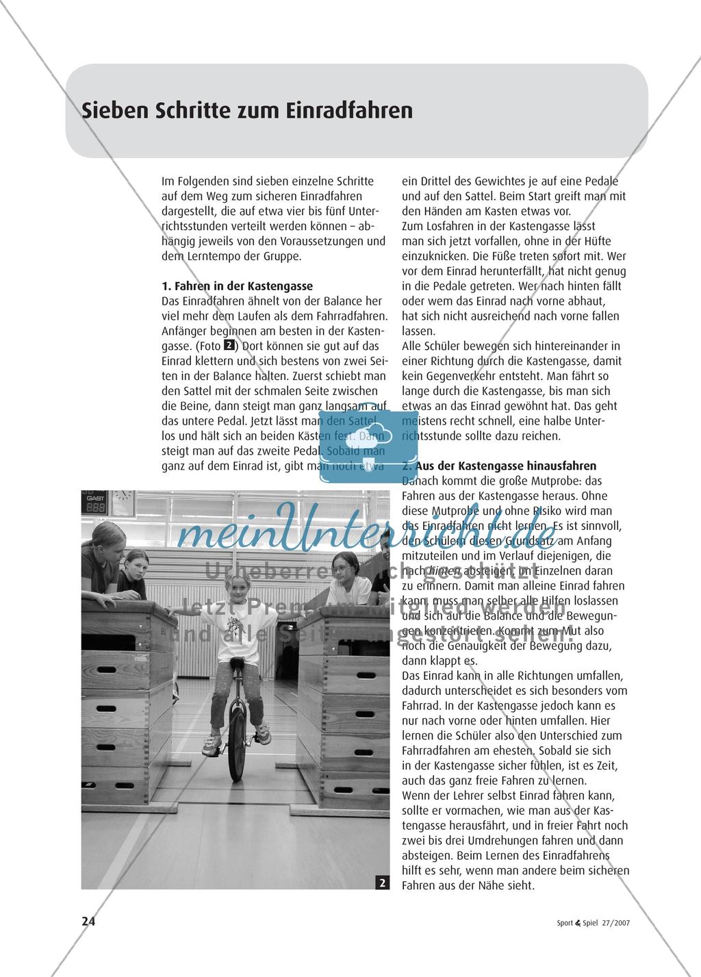 Einradfahren in der Schule Preview 3