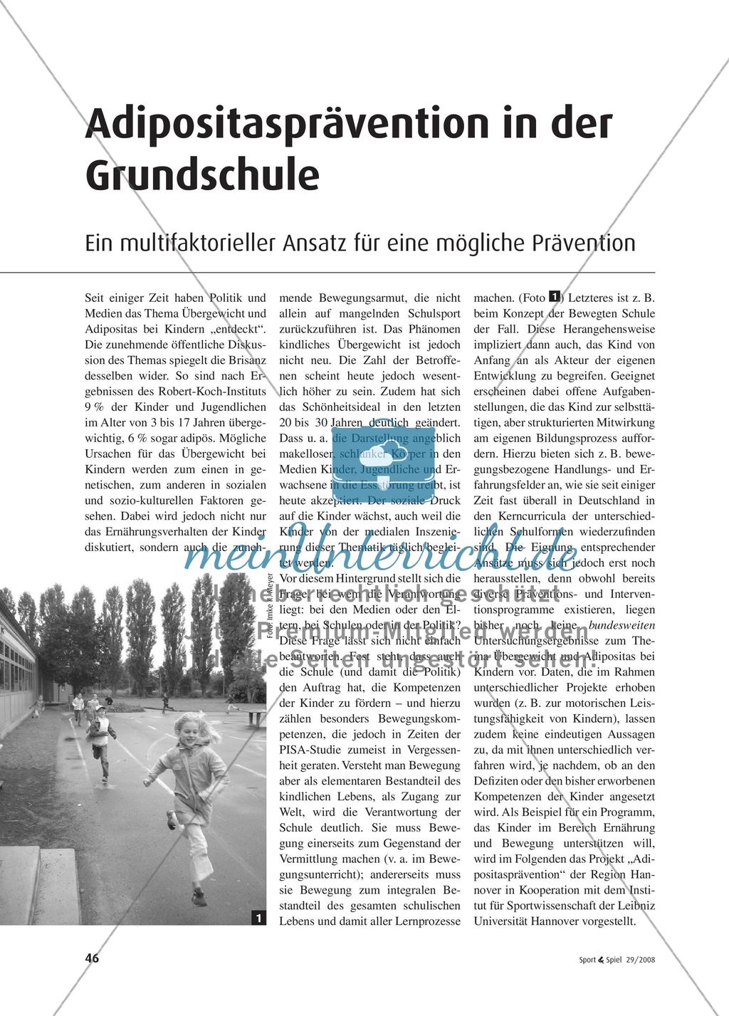 Adipositasprävention in der Grundschule - Ein multifaktorieller Ansatz für eine mögliche Prävention Preview 1