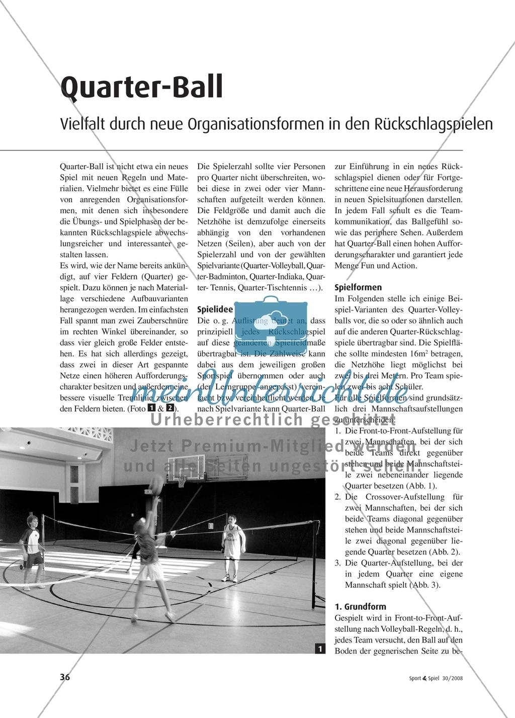 Quarter-Ball - Vielfalt durch neue Organisationsformen in den Rückschlagspielen Preview 1