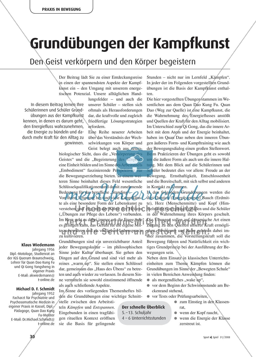 Grundübungen der Kampfkunst - Den Geist verkörpern und den Körper begeistern Preview 1