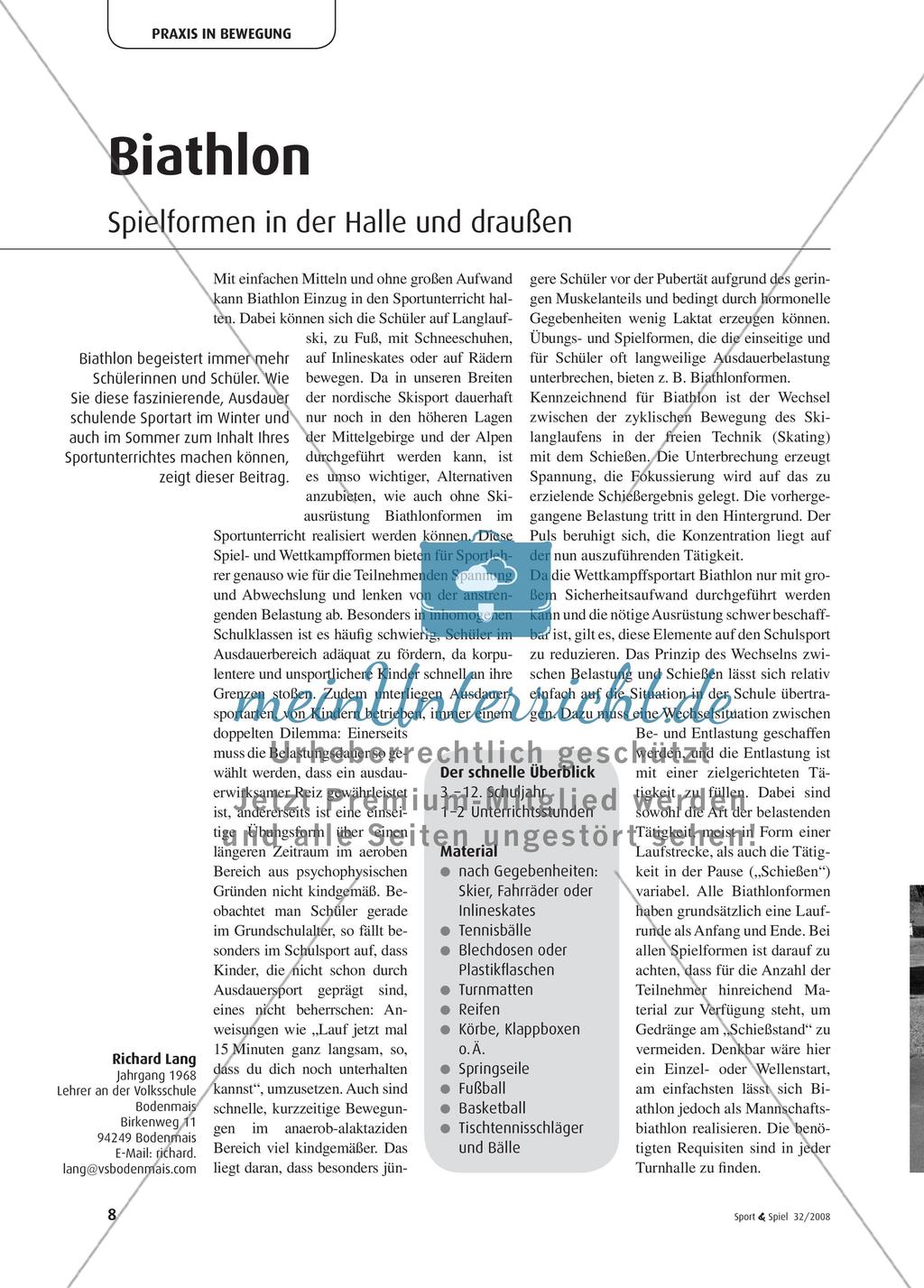 Biathlon - Spielformen in der Halle und draußen Preview 1