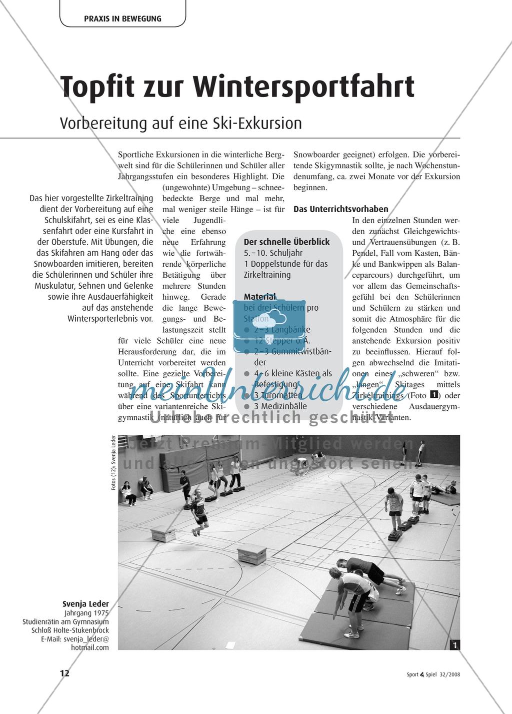 Topfit zur Wintersportfahrt - Vorbereitung auf eine Ski-Exkursion Preview 1