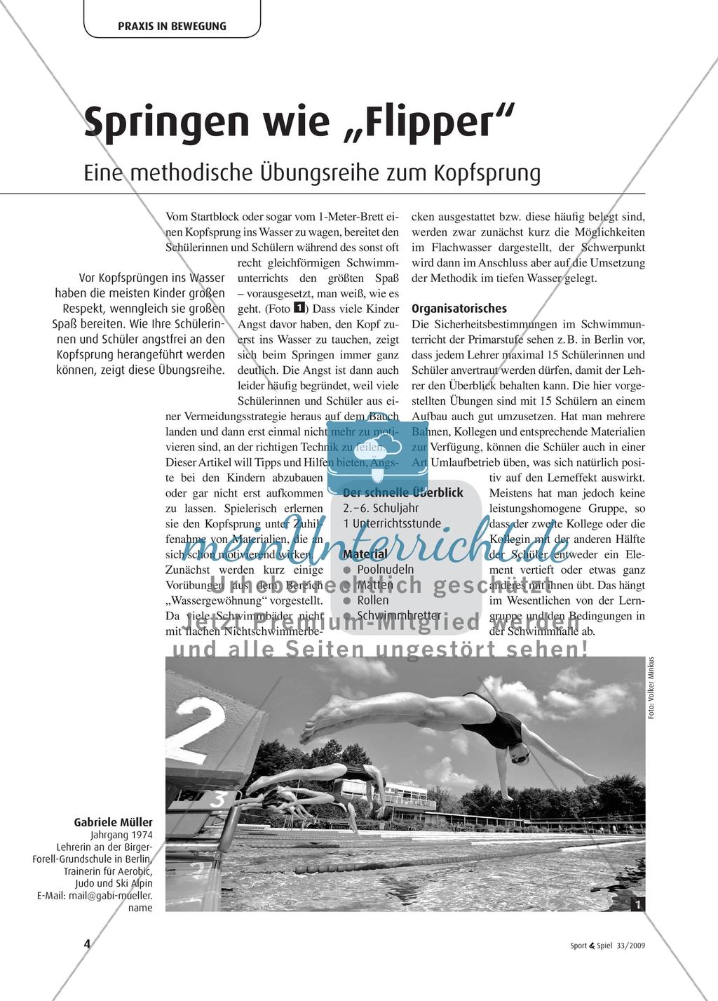 Springen wie „Flipper” - Eine methodische Übungsreihe zum Kopfsprung Preview 1