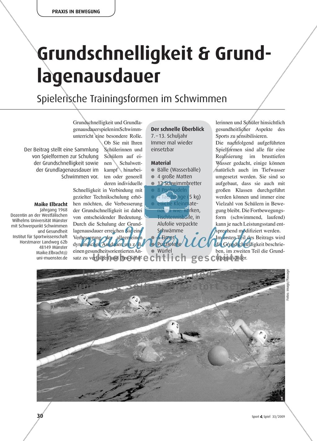 Grundschnelligkeit & Grundlagenausdauer - Spielerische Trainingsformen im Schwimmen Preview 1