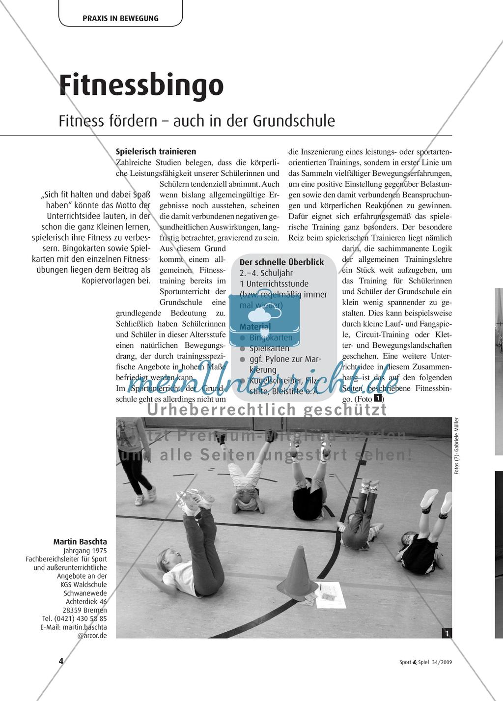 Fitnessbingo: Fitness fördern – auch in der Grundschule Preview 1