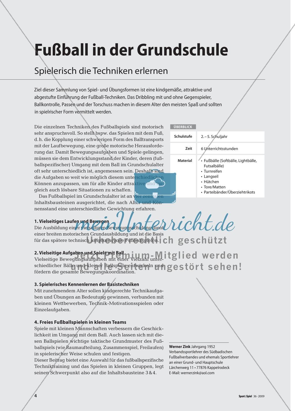 Eine Sammlung von Spiel- und Übungsformen zum Erlernen der Techniken im Fußball Preview 1