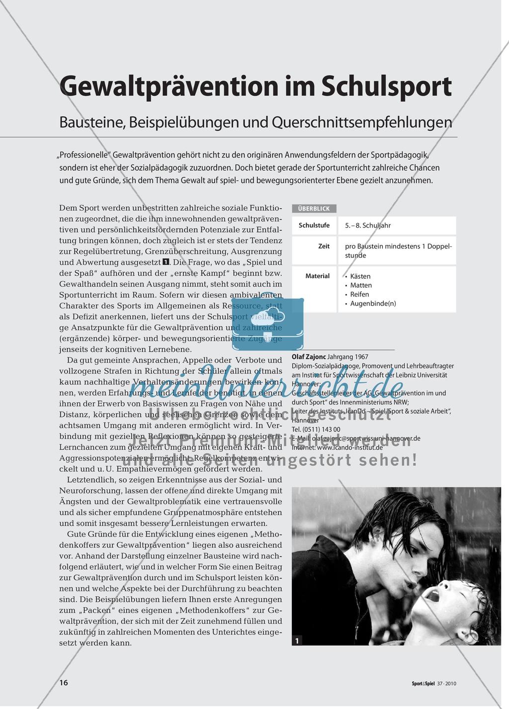 Gewaltprävention im Schulsport: Bausteine, Beispielübungen und Querschnittsempfehlungen Preview 1