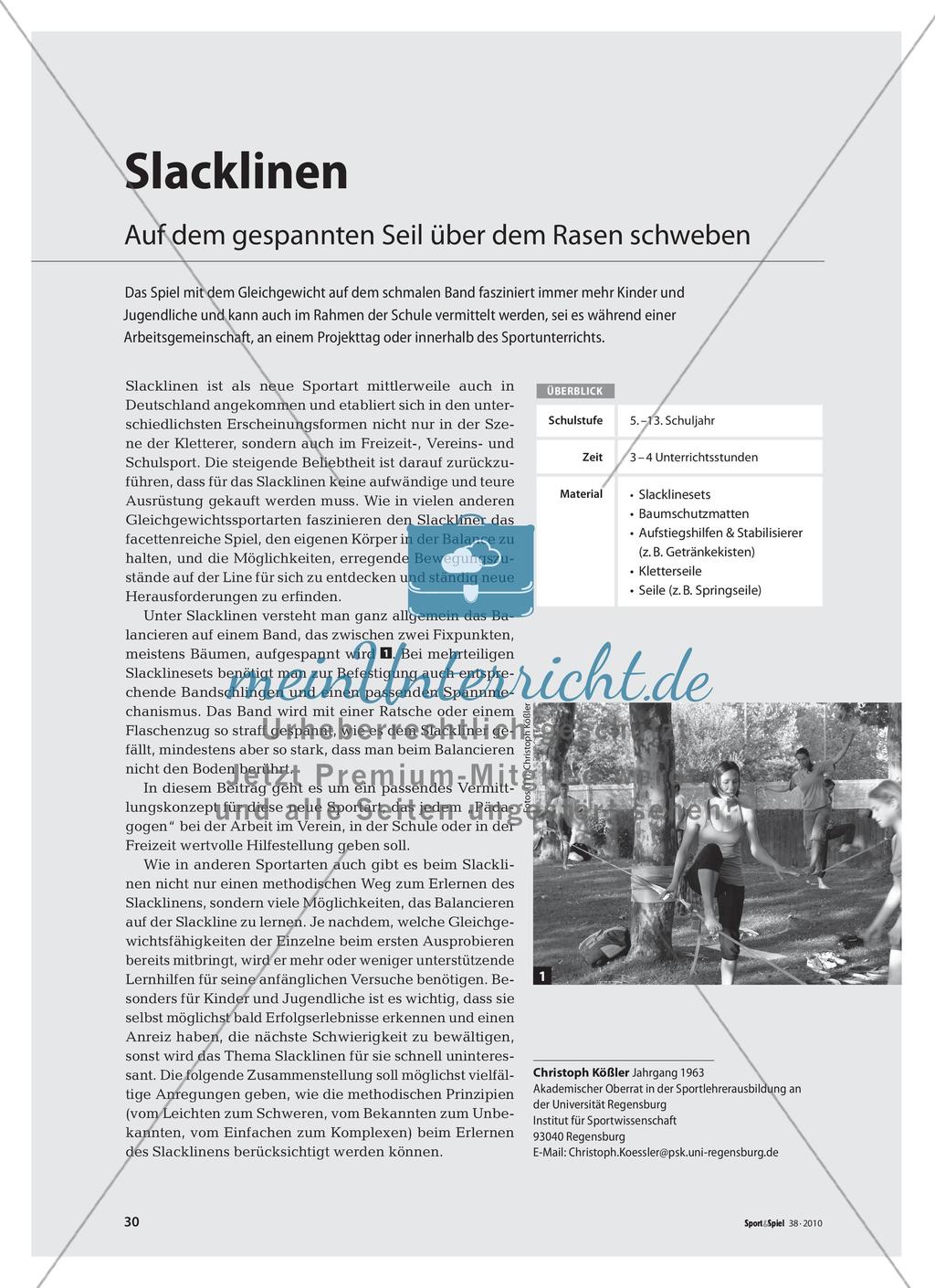 Slacklinen - Auf dem gespannten Seil über dem Rasen schweben Preview 1
