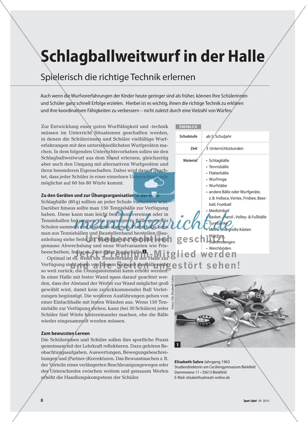 Schlagballweitwurf in der Halle - Spielerisch die richtige Technik erlernen Preview 1