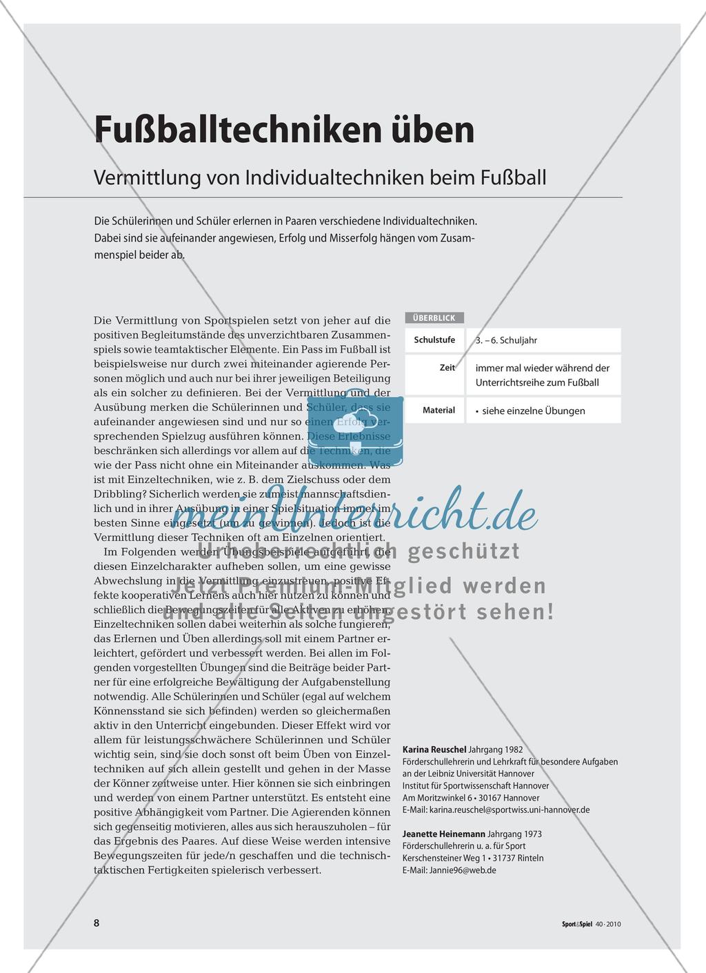 Fußballtechniken üben - Vermittlung von Individualtechniken beim Fußball Preview 1
