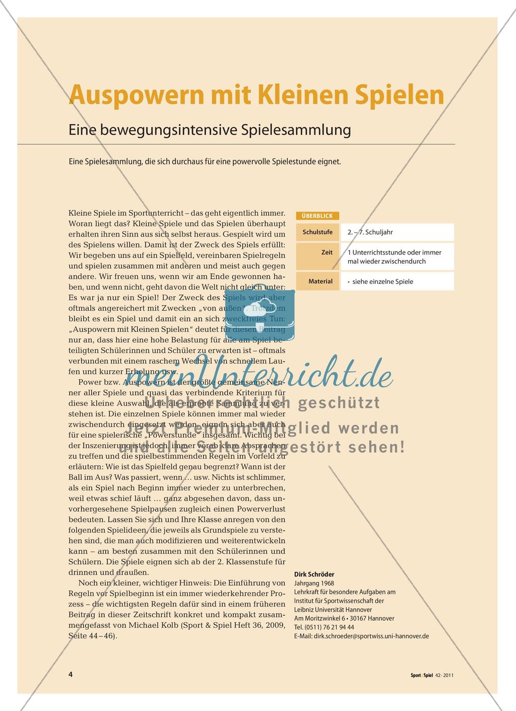 Auspowern mit Kleinen Spielen - Eine bewegungsintensive Spielesammlung Preview 1