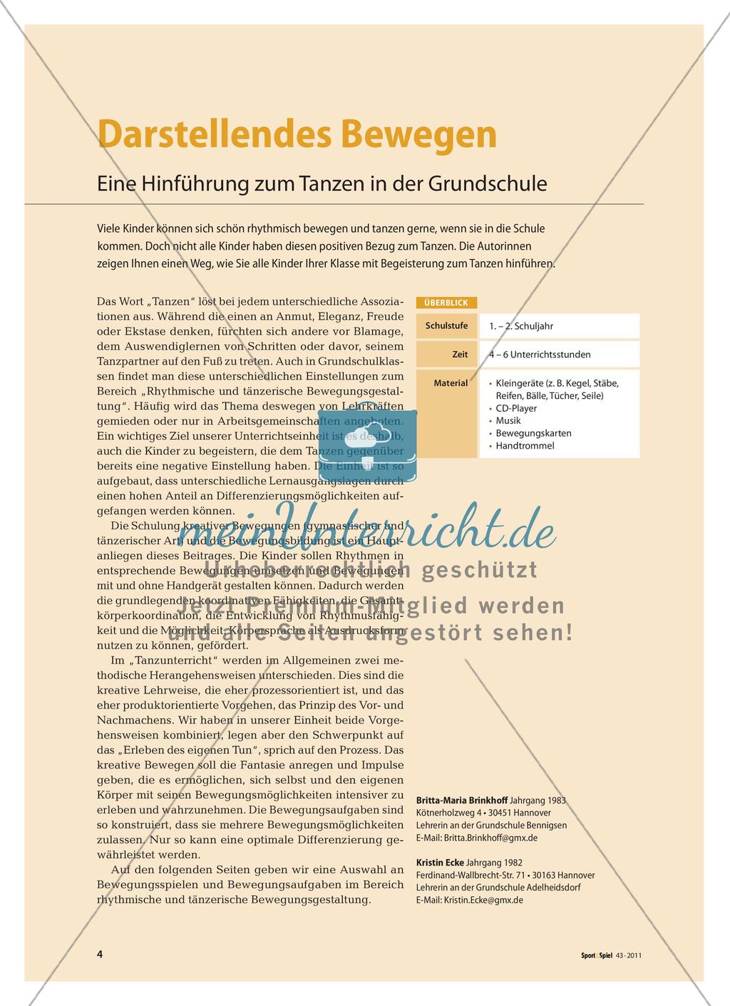 Darstellendes Bewegen - Eine Hinführung zum Tanzen in der Grundschule Preview 1