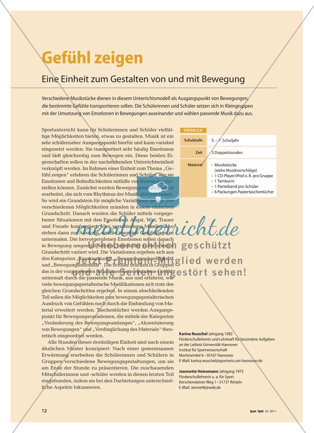 Gefühl zeigen - Eine Einheit zum Gestalten von und mit Bewegung Preview 1