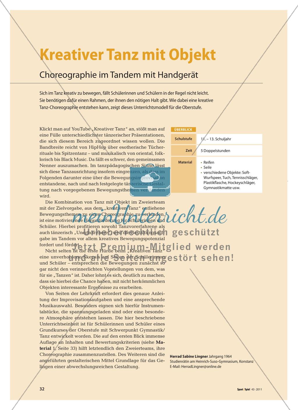 Kreativer Tanz mit Objekt - Choerographie im Tandem mit Handgerät Preview 1
