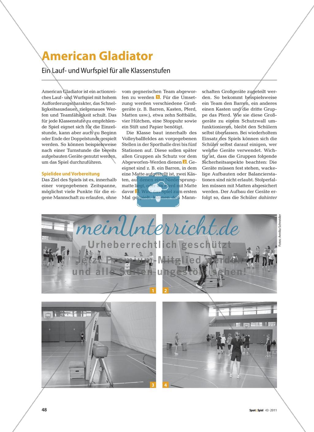 American Gladiator - Ein Lauf- und Wurfspiel für alle Klassenstufen Preview 1