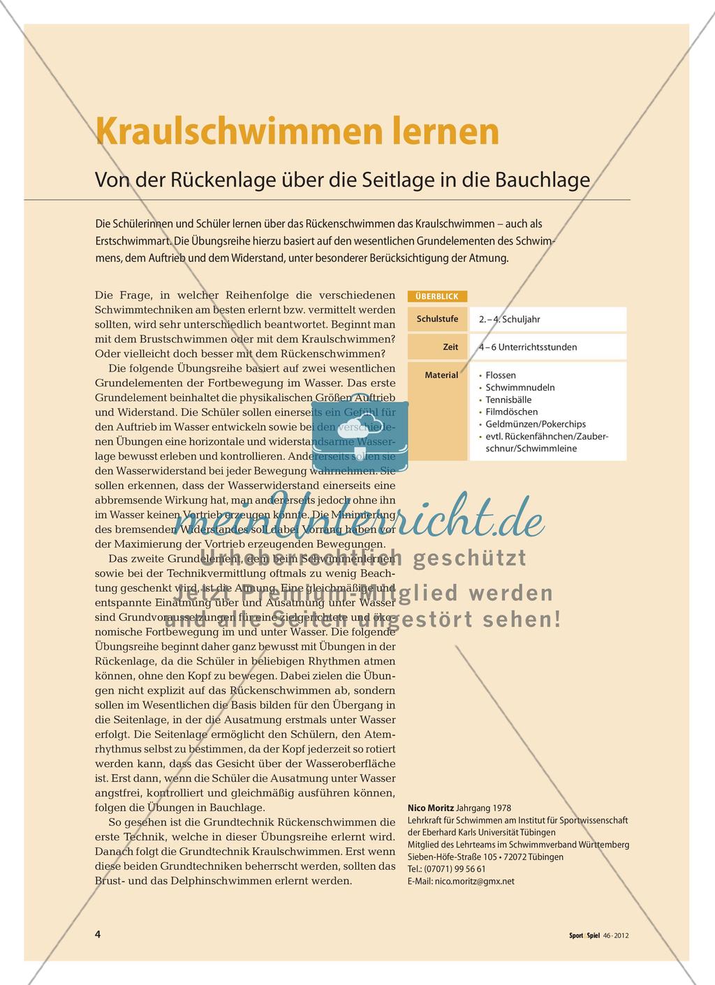 Kraulschwimmen lernen - Von der Rückenlage über die Seitlage in die Bauchlage Preview 1