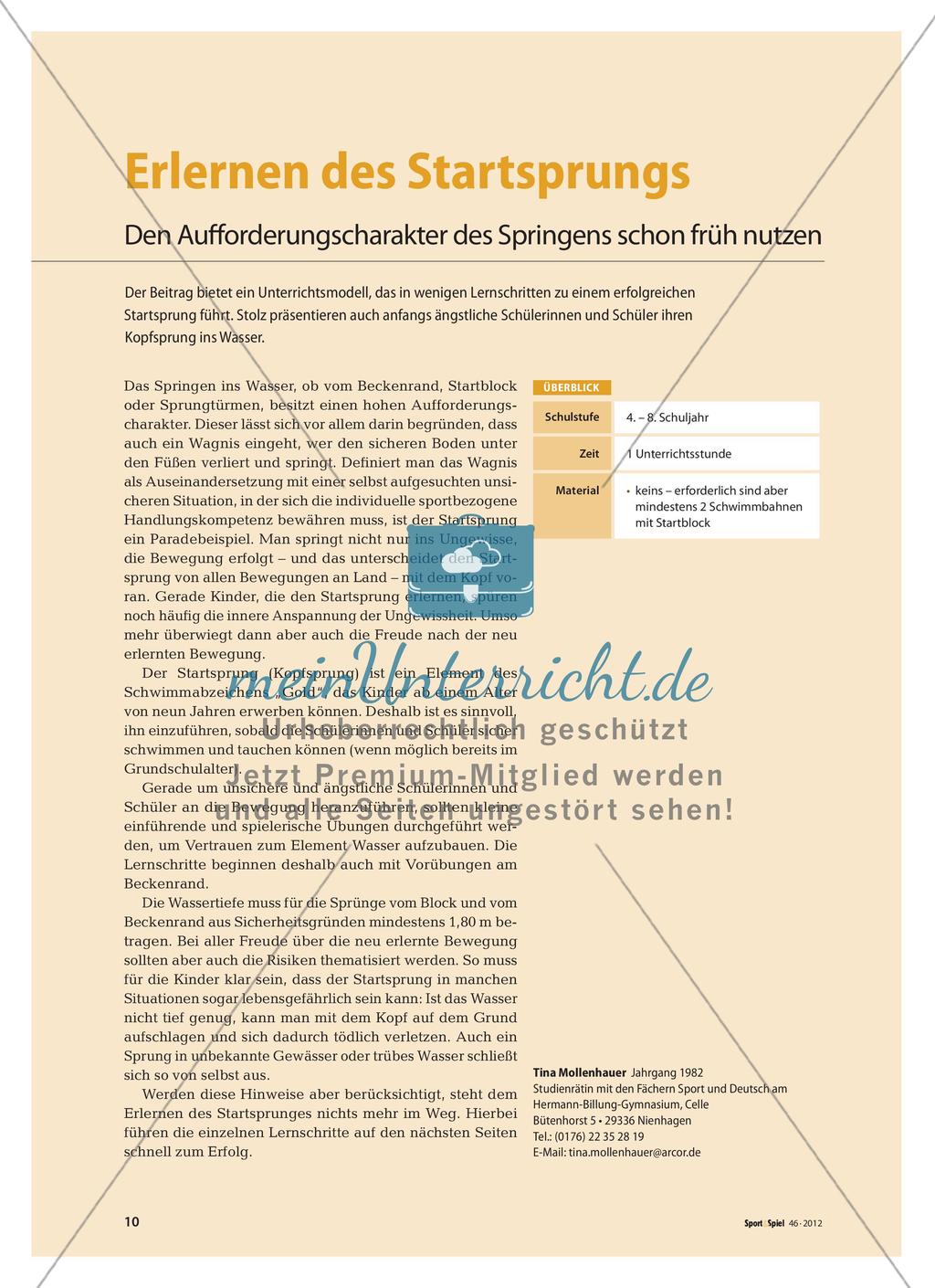 Erlernen des Startsprungs - Den Aufforderungscharakter des Springens schon früh nutzen Preview 1