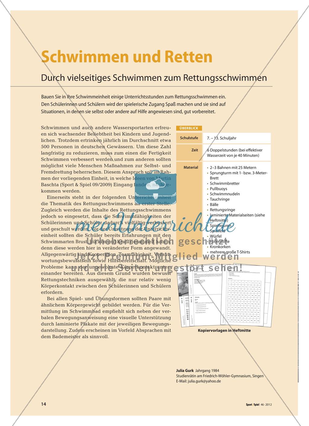 Schwimmen und Retten - Durch vielseitiges Schwimmen zum Rettungsschwimmen Preview 1
