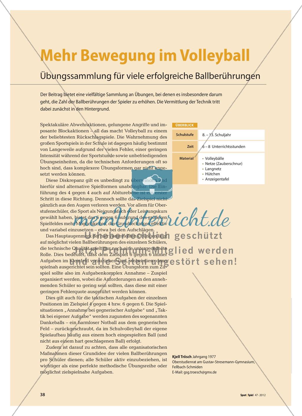 Mehr Bewegung im Volleyball - Übungssammlung für viele erfolgreiche Ballberührungen Preview 1