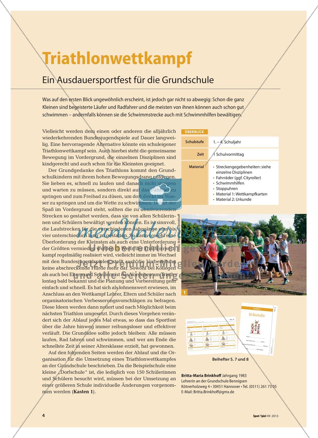 Triathlonwettkampf - Ein Ausdauersportfest für die Grundschule Preview 1