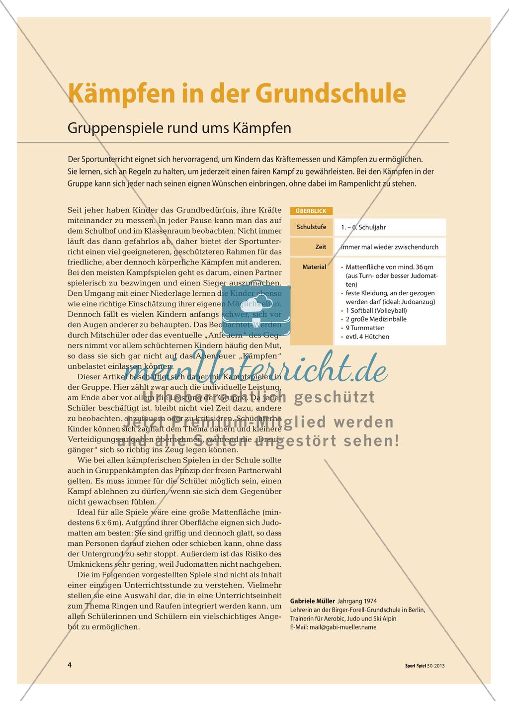 Kämpfen in der Grundschule - Gruppenspiele rund ums Kämpfen Preview 1