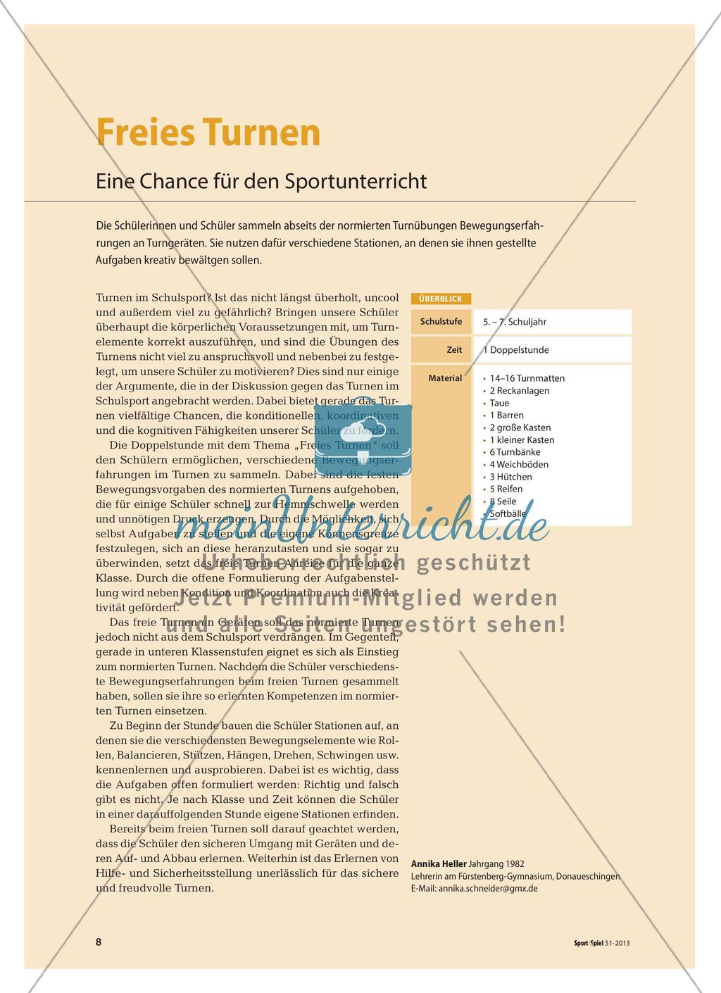 Freies Turnen - Eine Chance für den Sportunterricht Preview 1