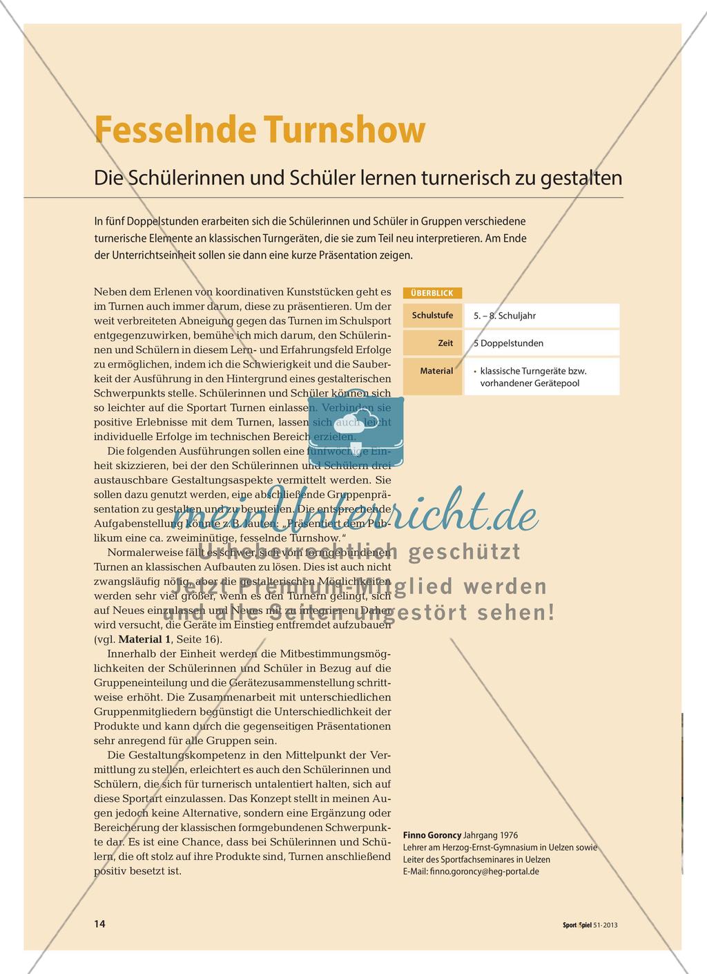 Fesselnde Turnshow - Die Schülerinnen und Schüler lernen turnerisch zu gestalten Preview 1