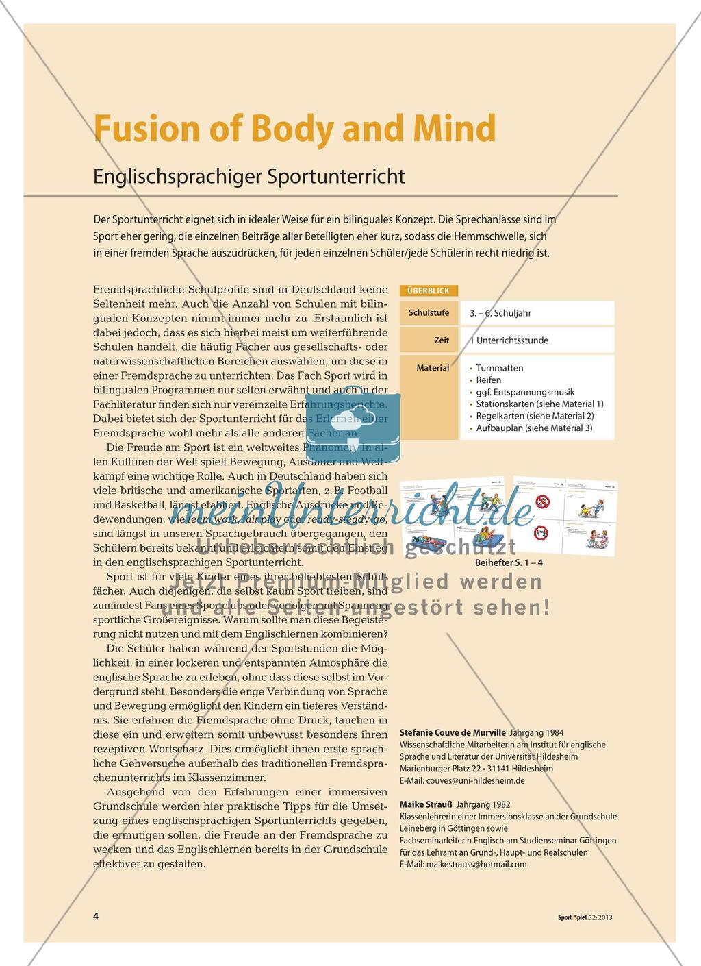 Fusion of Body and Mind - Englischsprachiger Sportunterricht Preview 1