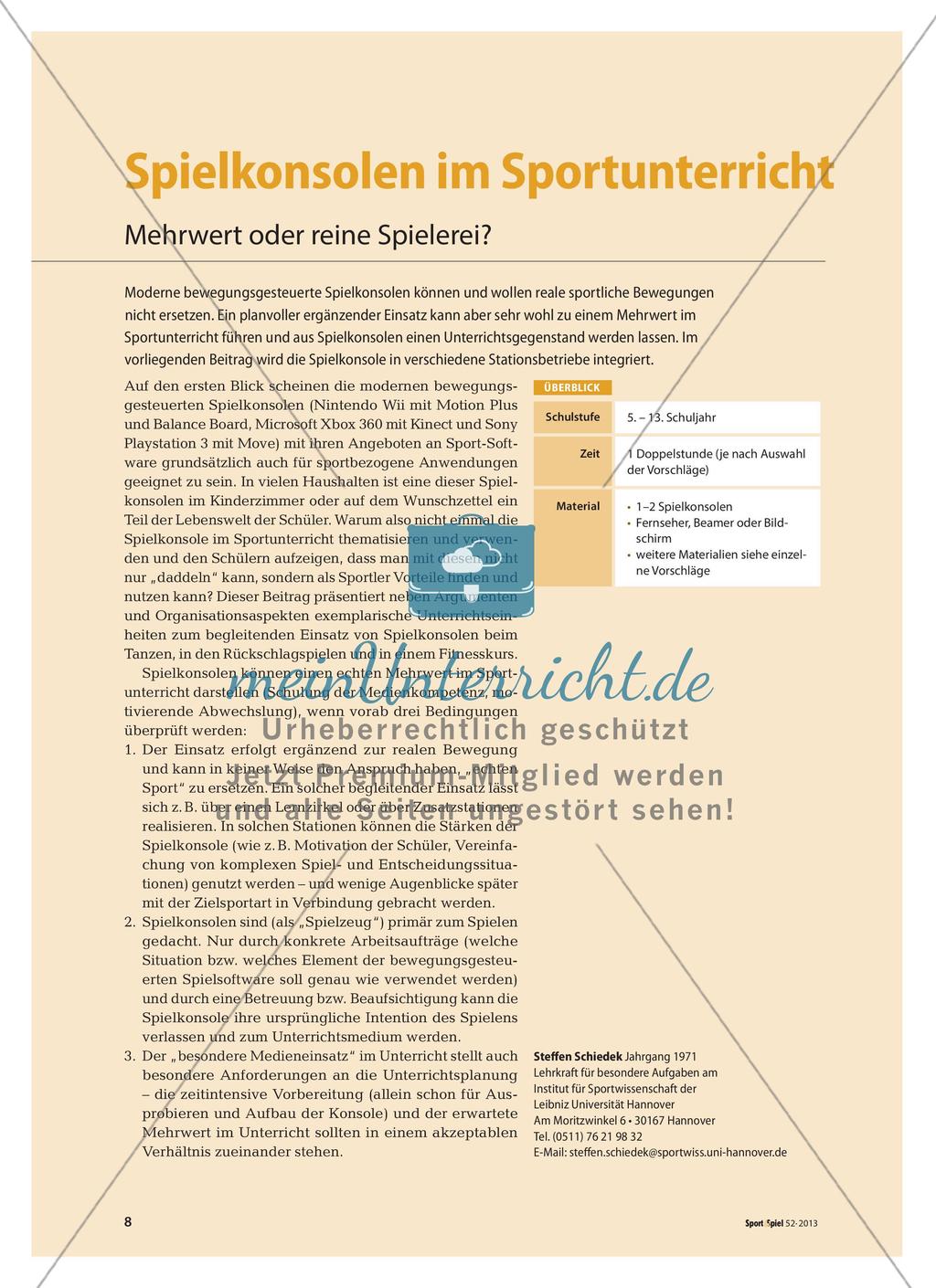 Spielkonsolen im Sportunterricht - Mehrwert oder reine Spielerei? Preview 1