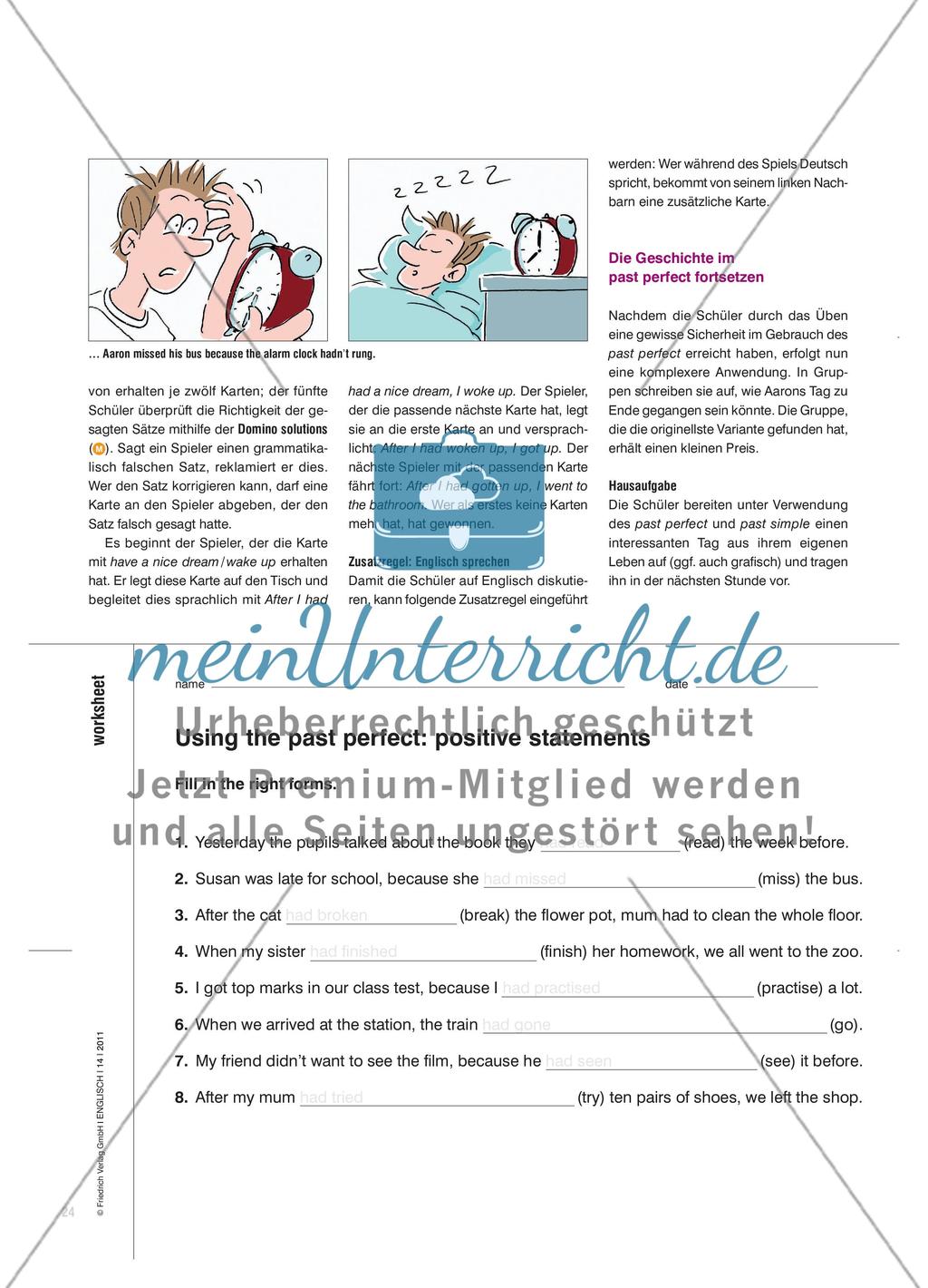 After I Had Missed the Bus … - Tagesabläufe im past perfect nacherzählen Preview 3
