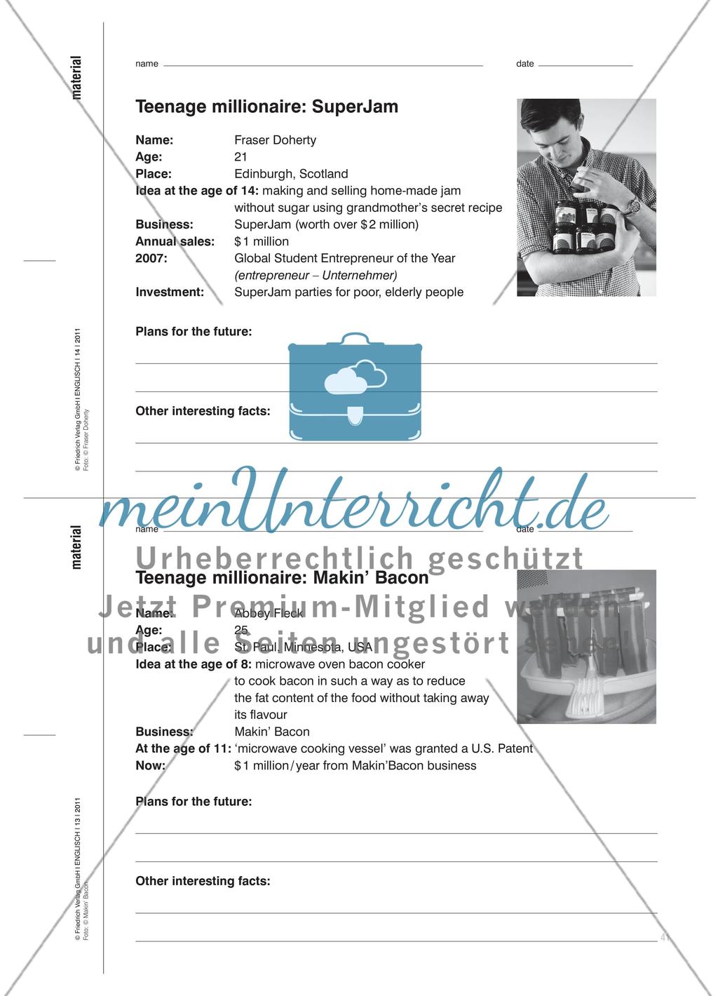 Being a Teenage Millionaire - Mixed tenses in Interviews über Geschäftsideen üben Preview 4