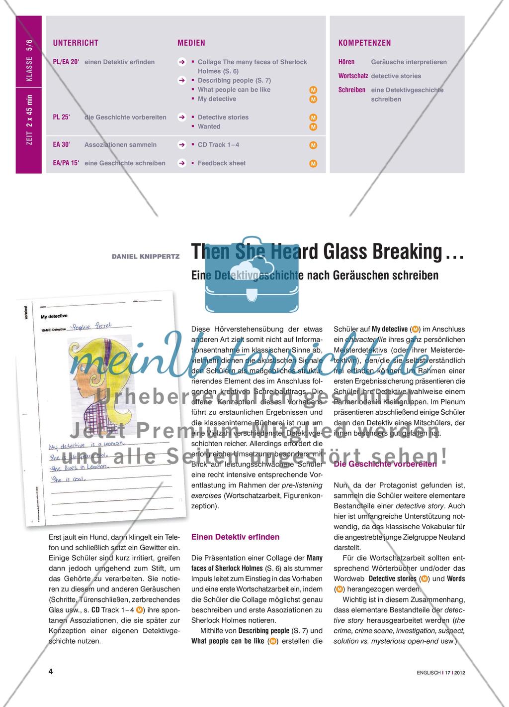 Then She Heard Glass Breaking … - Eine Detektivgeschichte nach Geräuschen schreiben Preview 1