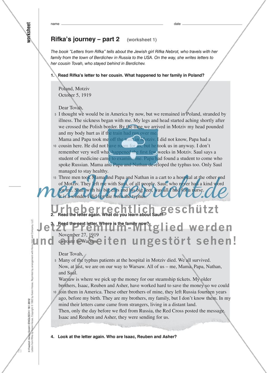 Letters from Rifka - Auszüge aus einem Jugendroman lesen Preview 10