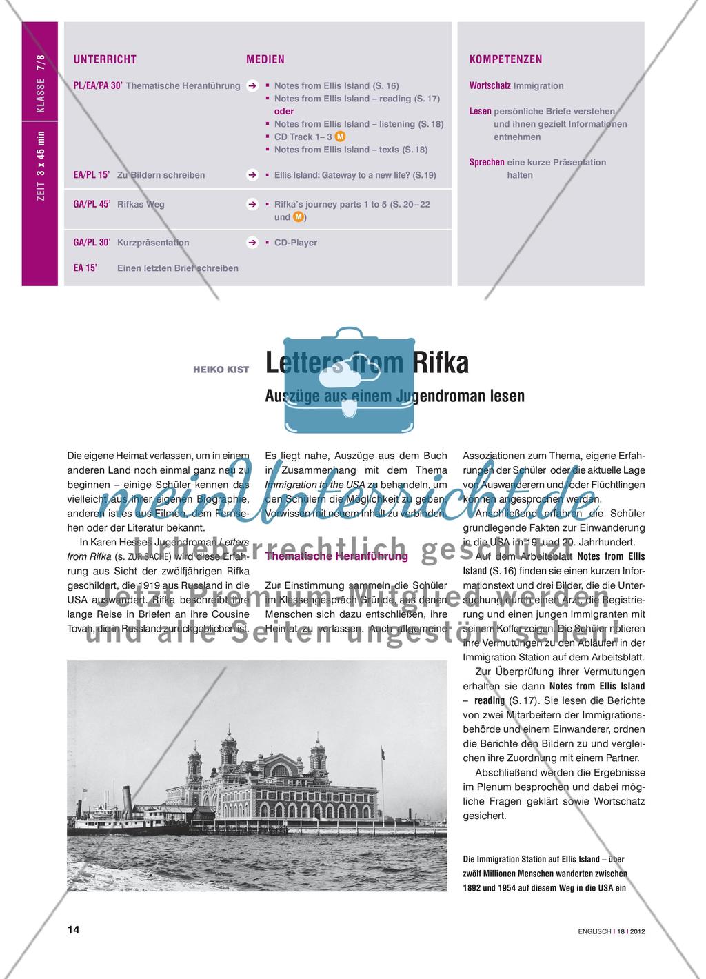 Letters from Rifka - Auszüge aus einem Jugendroman lesen Preview 1