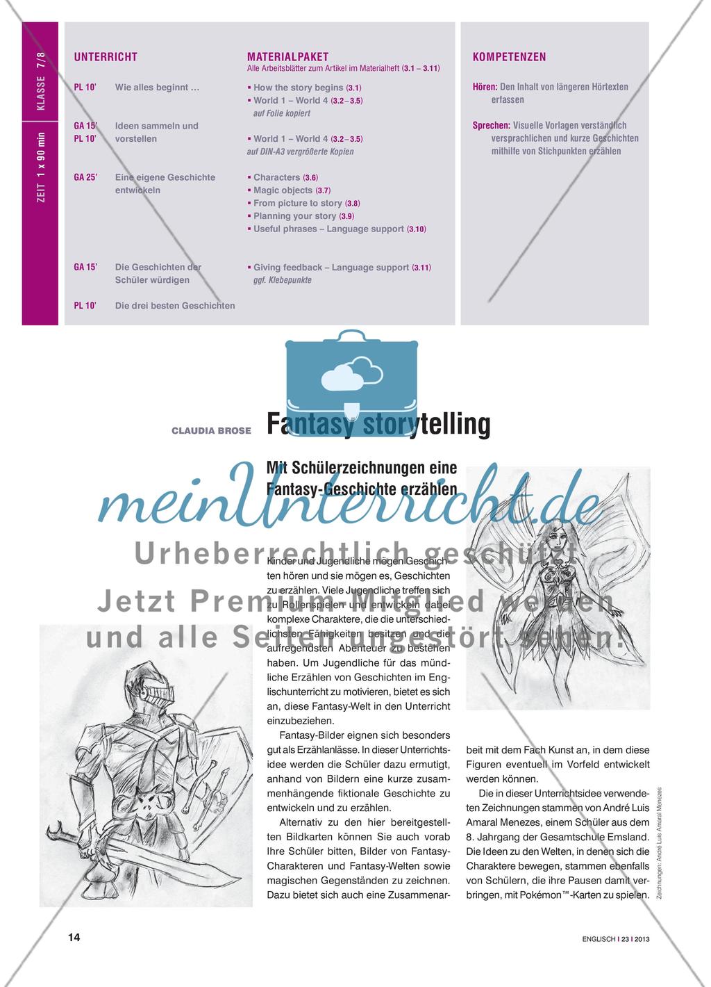 Fantasy storytelling - Mit Schülerzeichnungen eine Fantasy-Geschichte erzählen Preview 1