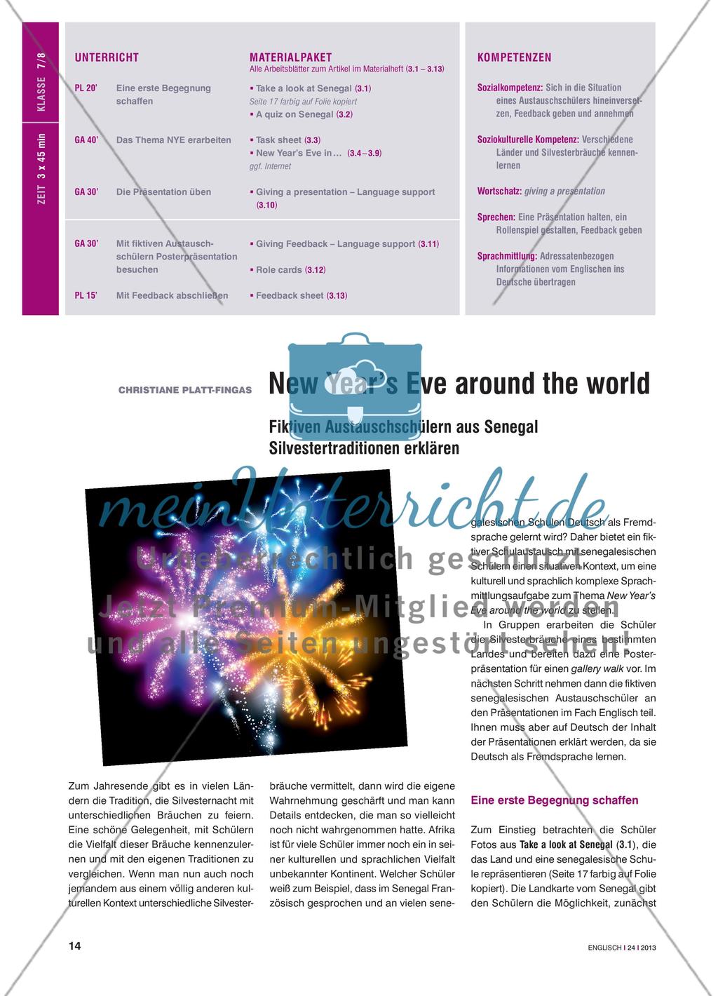 New Year’s Eve around the world - Fiktiven Austauschschülern aus Senegal Silvestertraditionen erklären Preview 1