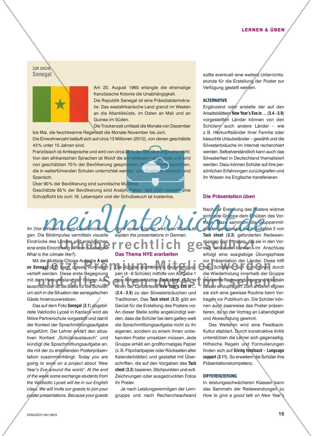 New Year’s Eve around the world - Fiktiven Austauschschülern aus Senegal Silvestertraditionen erklären Preview 2