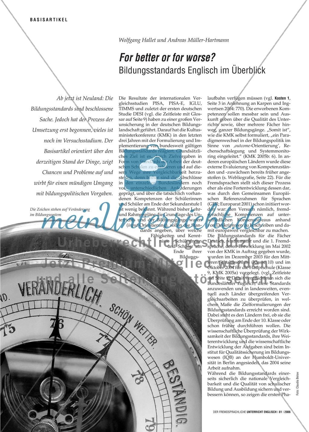 For better or for worse? - Bildungsstandards Englisch im Überblick Preview 1