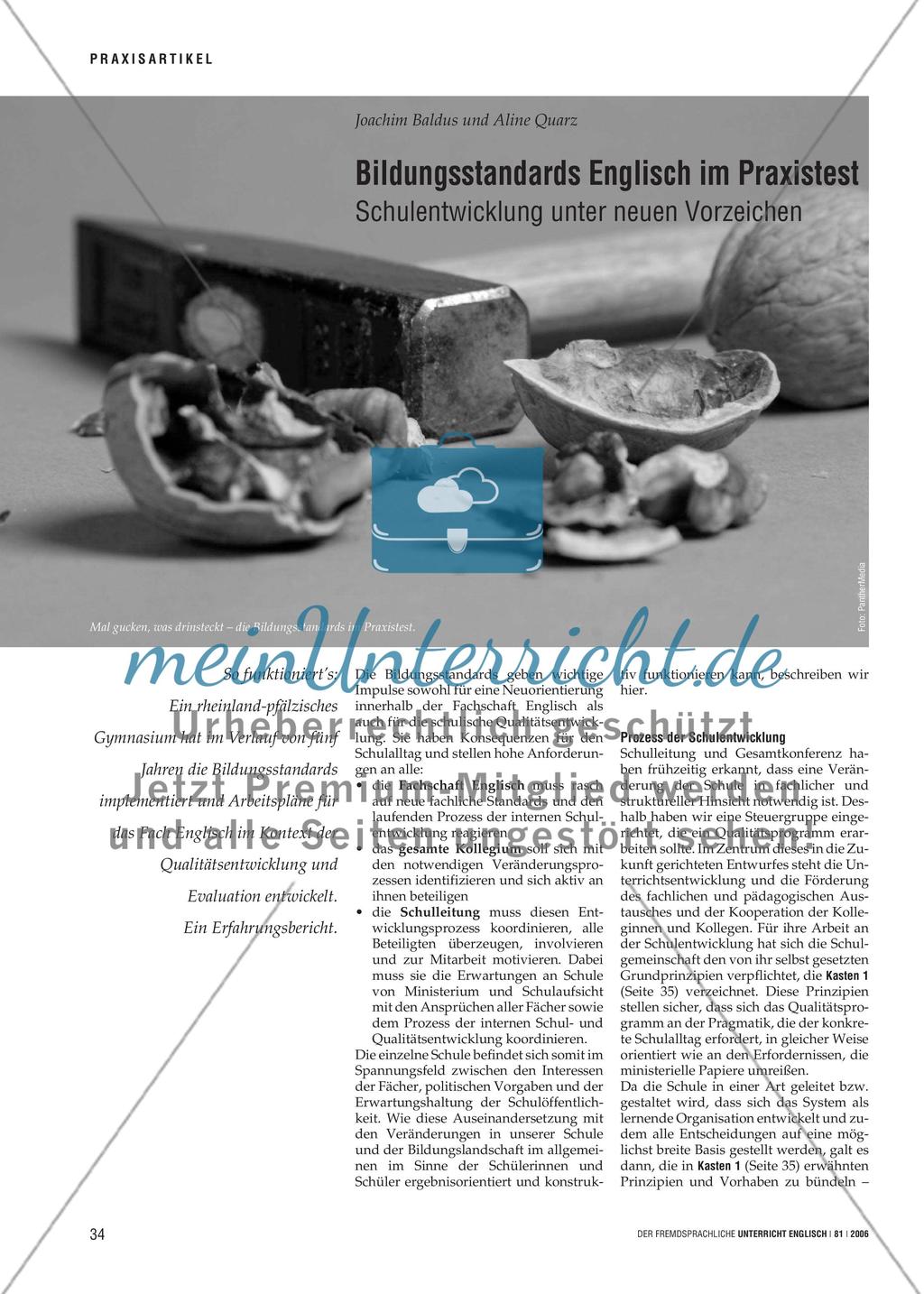 Bildungsstandards Englisch im Praxistest - Schulentwicklung unter neuen Vorzeichen Preview 1