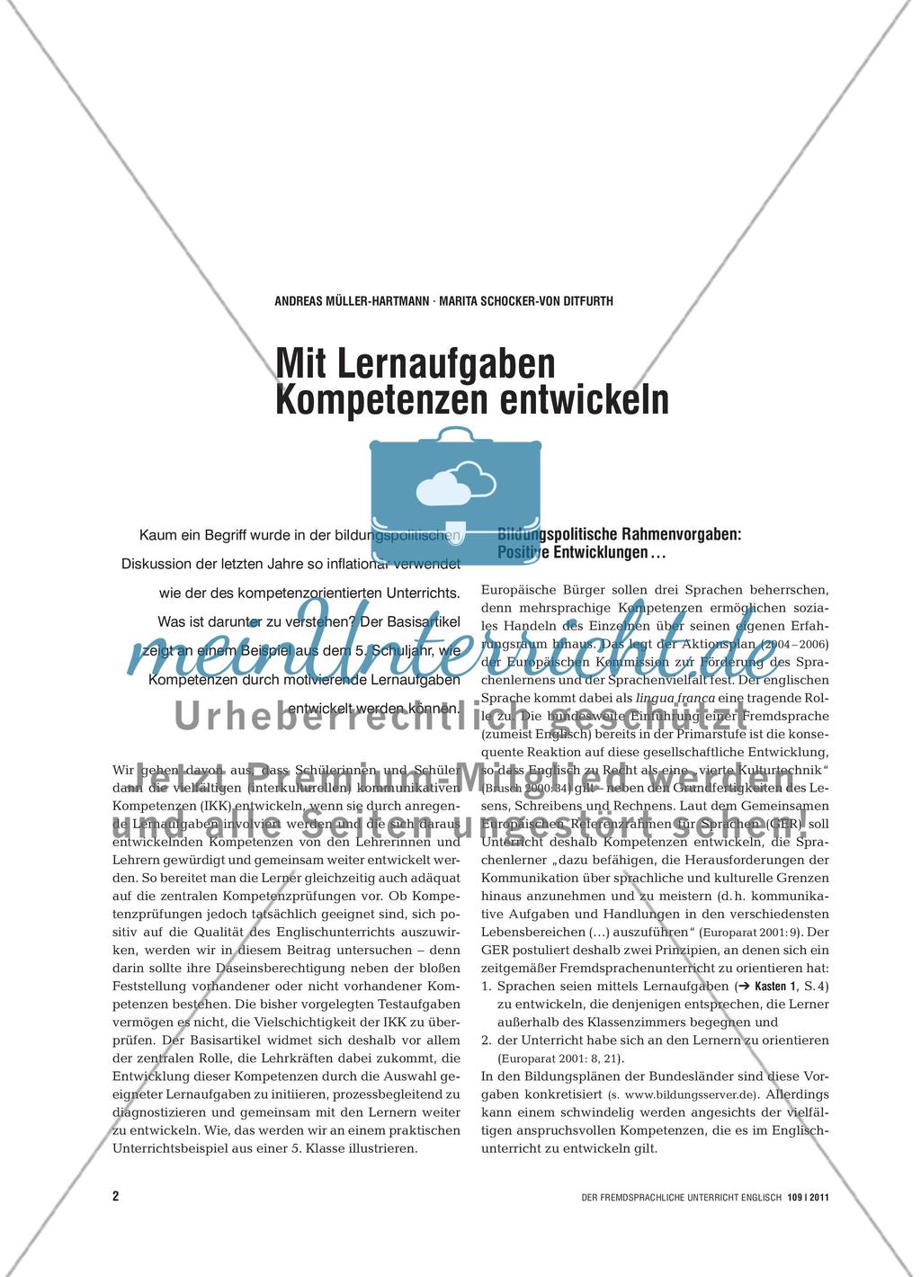 Mit Lernaufgaben Kompetenzen entwickeln Preview 1