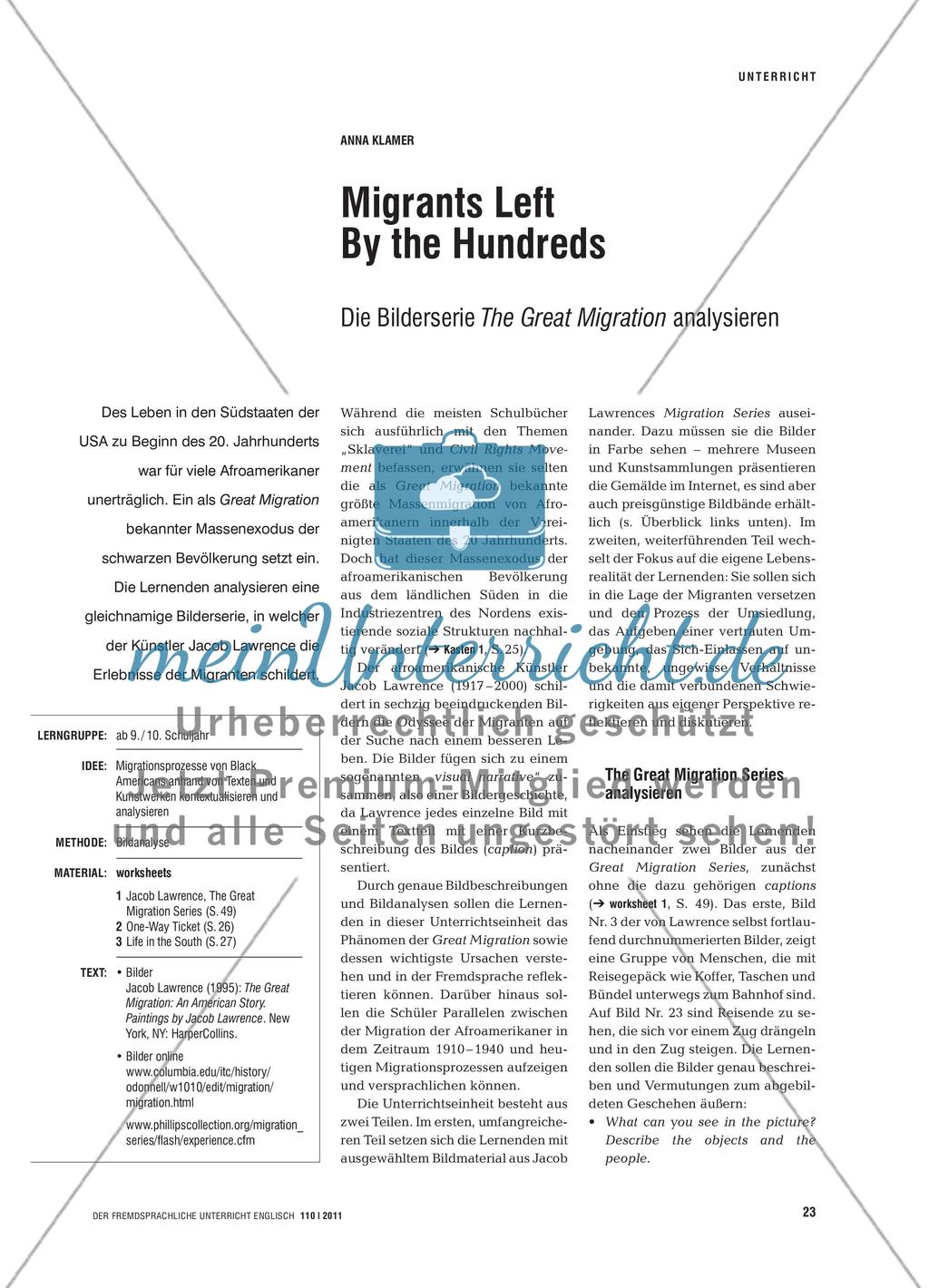 Migrants Left By the Hundreds - Die Bilderserie The Great Migration analysieren Preview 1