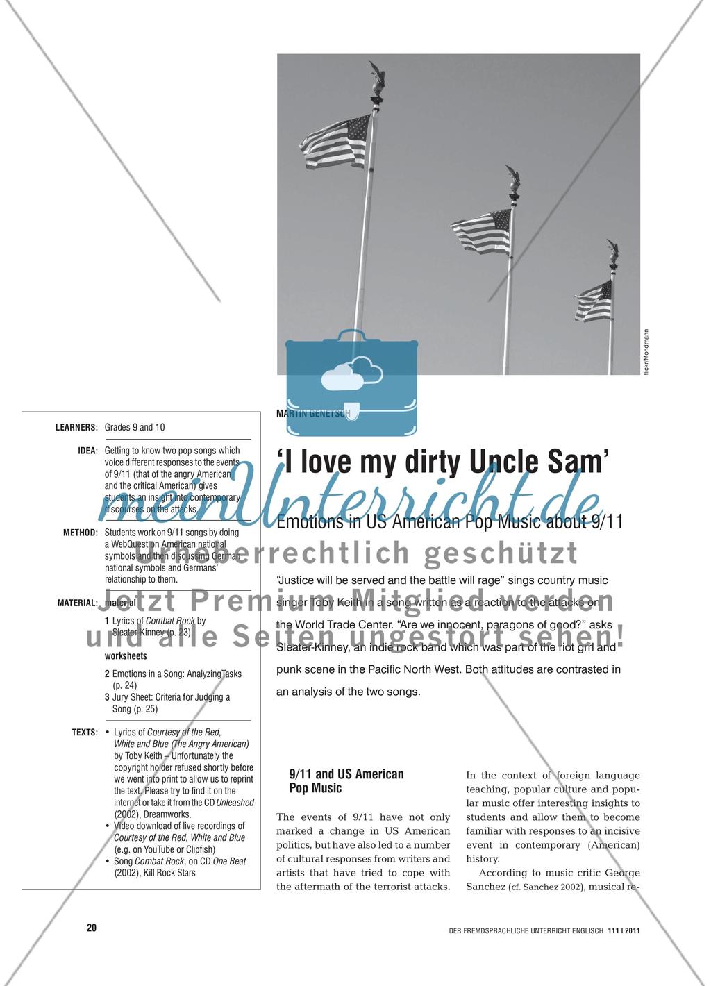 ‘I love my dirty Uncle Sam’ - Emotions in US American Pop Music about 9/11 Preview 1
