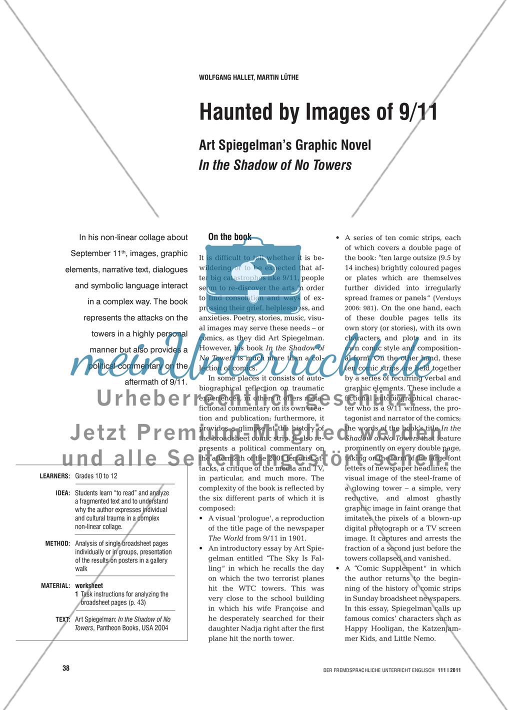 Haunted by I mages of 9/11 - Art Spiegelman’s Graphic Novel In the Shadow of No Towers Preview 1