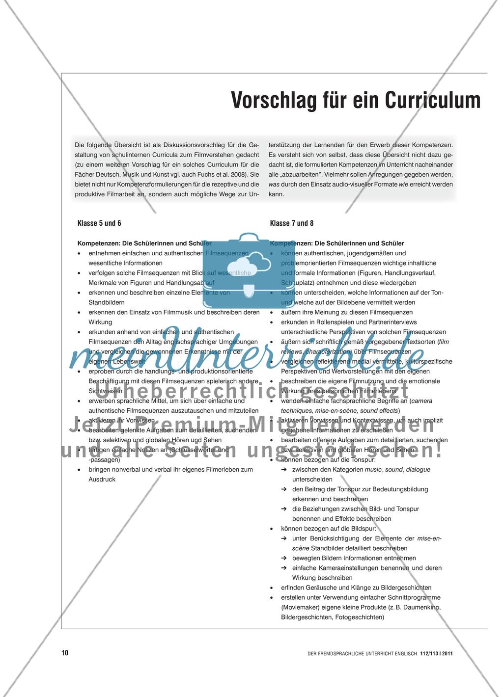 Vorschlag für ein Curriculum zum Filmverstehen Preview 1